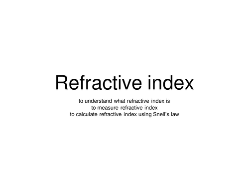 Refractive index including calculation