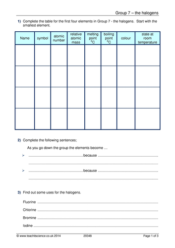 NEW AQA 2016 1-9 GCSE Chemistry (The Periodic Table Chapter) - L13 Halogens