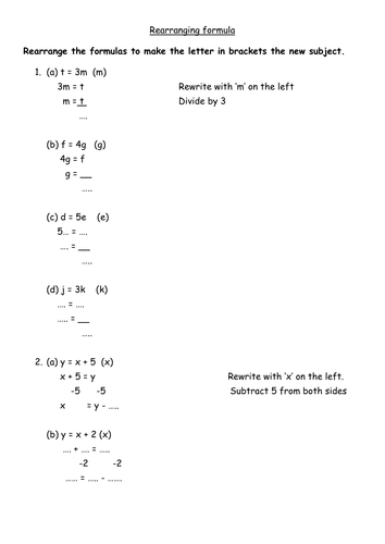 Introduction to rearranging formula | Teaching Resources
