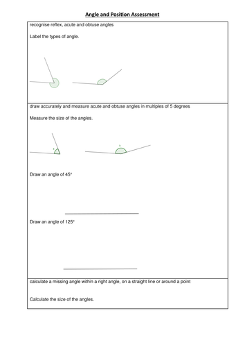 Angle and measure Assessment.