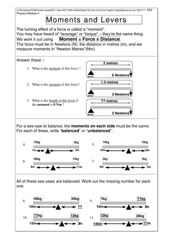 NEW AQA 2016 1-9 GCSE Physics (Forces Chapter): L9 Moments