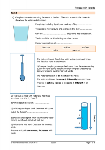 NEW AQA 2016 1-9 GCSE Physics (Forces Chapter): L11 Pressure in Fluids