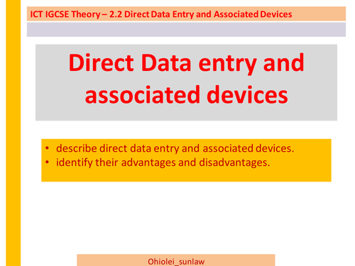 2.2 Direct Data Entry and Associated Devices | Teaching Resources