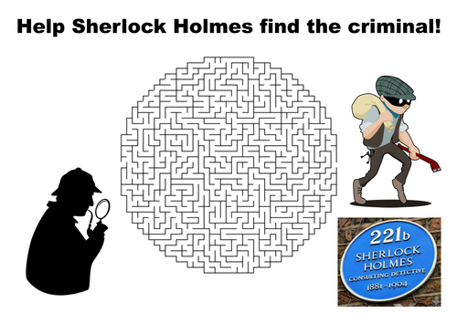 Help Sherlock Holmes find the criminal maze puzzle