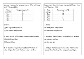 Temperature homework questions | Teaching Resources