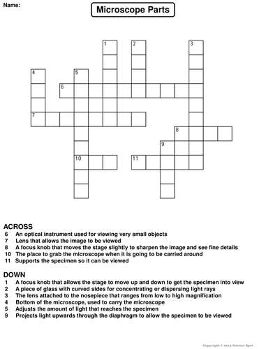 Parts of a Microscope Crossword Puzzle | Teaching Resources