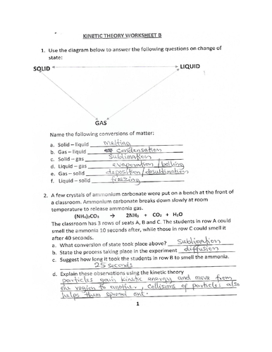 kinetic theory worksheet answer key