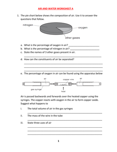 AIR AND WATER WORKSHEET A | Teaching Resources