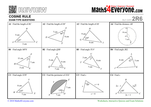 Gcse Revision Cosine Rule Teaching Resources 1239