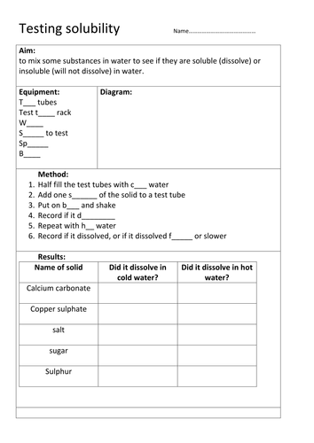 Solubility Ks3 Teaching Resources 