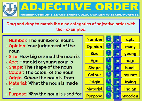 ADJECTIVE ORDER - WORKSHEETS WITH ANSWERS | Teaching Resources