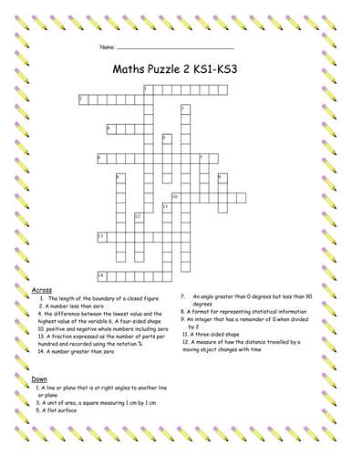 5x Maths Vocabulary Crossword and Wordsearch Puzzles KS1-KS3, Higher