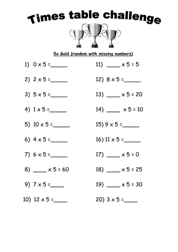 Times tables challenges - Gold | Teaching Resources