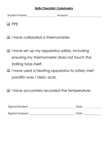 BTEC NQF L3 Applied Science: Unit 2: Assignment B and Assignment D: Skills Checklist