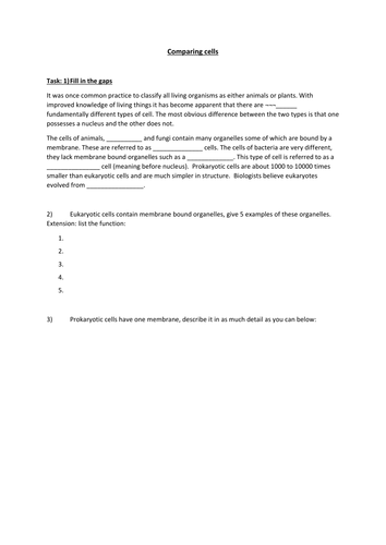 OCR A level biology - module 2 - chapter 2 - lesson 6 eukaryotic and prokaryotic cells