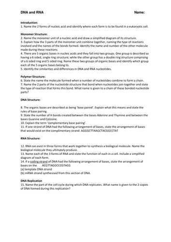 OCR A level biology - module 2 - chapter 3 - nucleic acids lesson