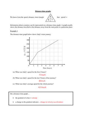 Distance-Time and Velocity-Time Graphs Worksheet