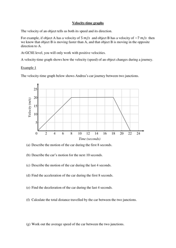 Distance-Time and Velocity-Time Graphs Worksheet