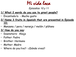 Mi Vida Loca Episodes 10 11 Teaching Resources