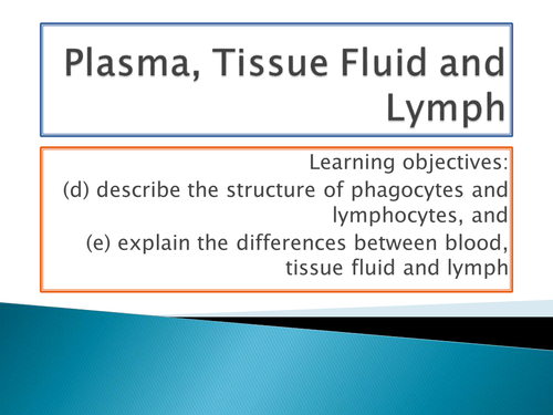 NEW SPEC - A level biology - OCR - Module 3 - chapter 8 - transport in animals - tissue fluid lymph