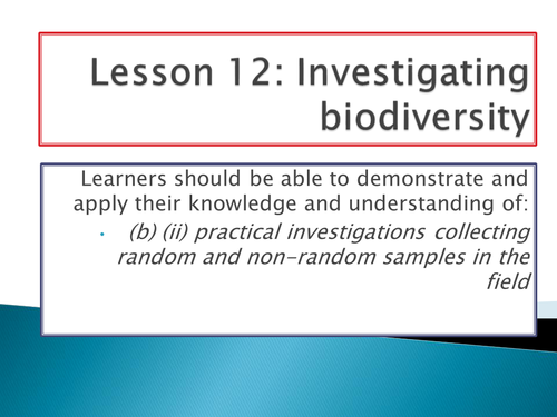 New Spec - A level Biology - OCR - Module 4 - Chapter 11 - Sampling