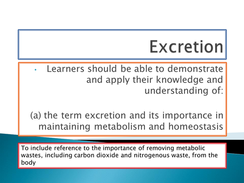 NEW SPEC - A level Biology - Module 5 - Comm & Excretion - Chapter 2 - Excretion