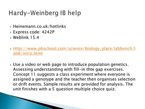 NEW SPEC - A level bio - OCR - Module 6 Genetics - Chapter 2 Inheritance - Hardy Weinberg