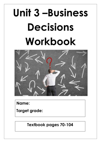 L3 Cambridge Technicals Business Studies Unit 3 Business Decisions workbook 2016 suite