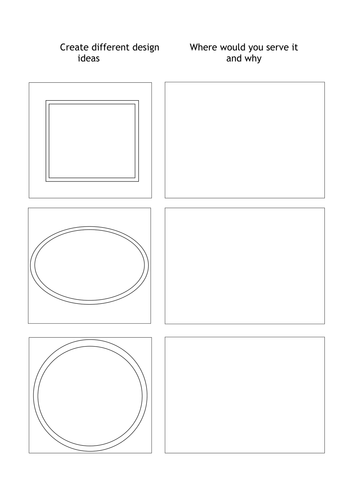 GCSE Food and Nutrition design activity (large font) for food presentation