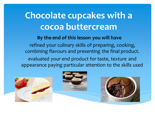 GCSE Food and Nutrition lesson for chocolate cupcakes