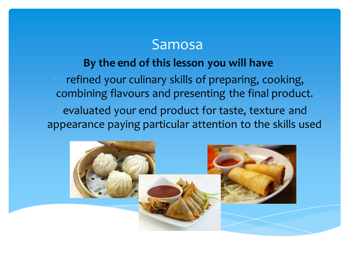 GCSE Food and Nutrition lesson for Samosas | Teaching Resources