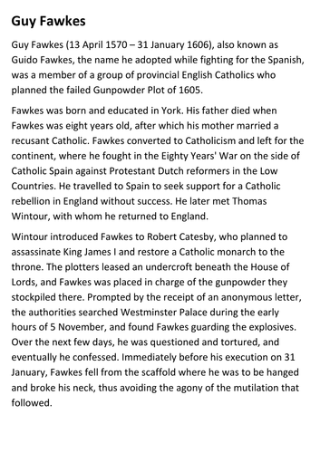 Guy Fawkes Handout