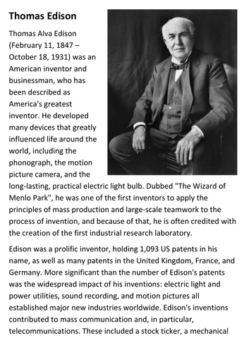 Thomas Edison Bundle | Teaching Resources