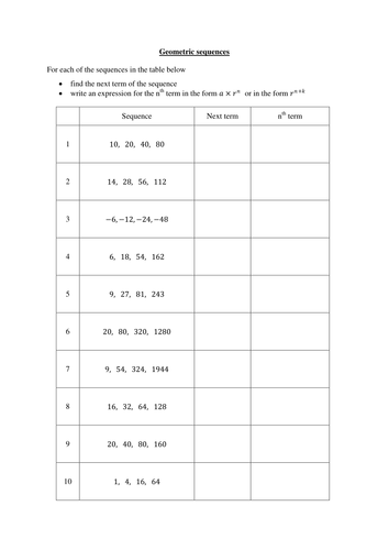 5 Worksheets Covering All Types Of Sequences For New Gcse 