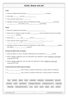 Acids, Bases and pH Worksheet | Teaching Resources