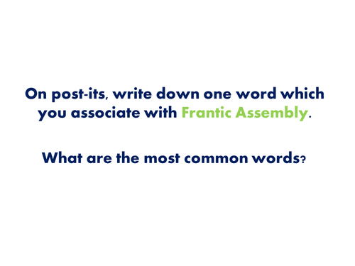 KS5 Drama: Edexcel Component 1: Devising in the style of FRANTIC ASSEMBLY