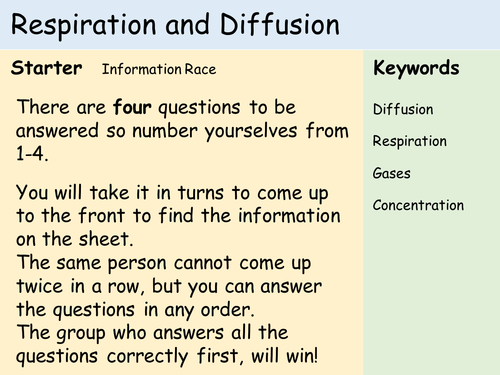 KS3 Cells Lesson 9 10 Respiration Diffusion Teaching Resources