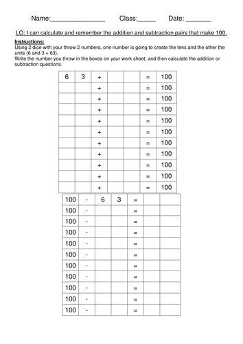 Addition and Subtraction Pairs.