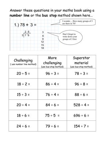 differentiated division questions teaching resources