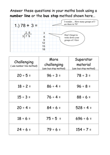 Differentiated division questions.