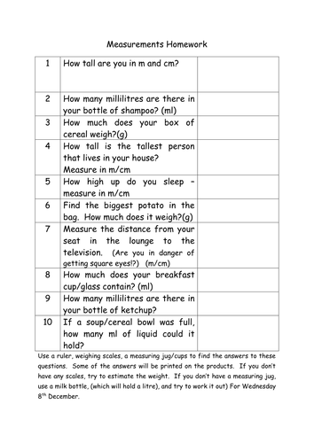 Measurement homework.