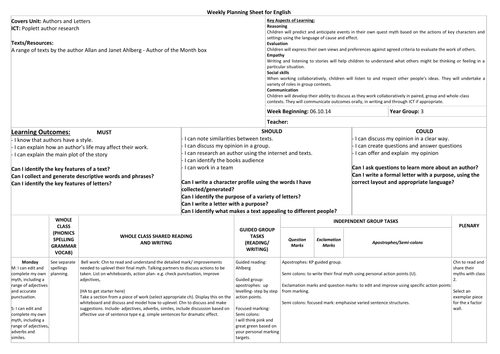 KS2 Authors and Letters- Week 1