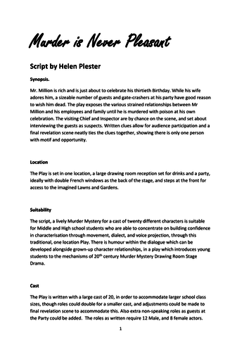 Murder is Never Pleasant - A complete Murder Mystery Script 