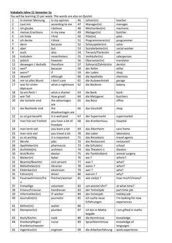 German Vocabulary Year 11 Stimmt GCSE Chapter 7 | Teaching Resources