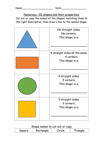 Numeracy- 2D shapes, their properties and matching descriptions ...