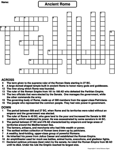 Ancient Rome Crossword Puzzle | Teaching Resources