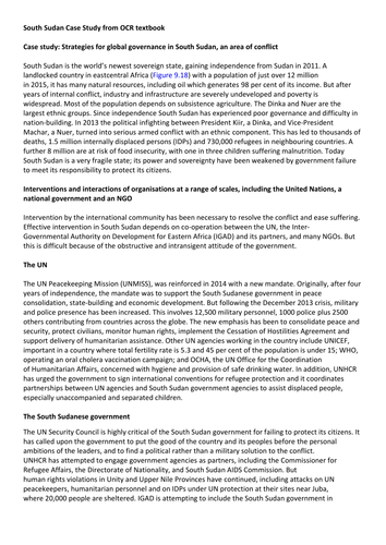 south sudan case study a level geography