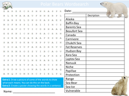 Polar Bears Wordsearch Animals Wildlife Literacy Starter Activity ...