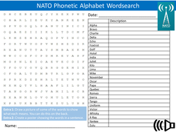 NATO Phonetic Alphabet Wordsearch Literacy Starter Activity Homework