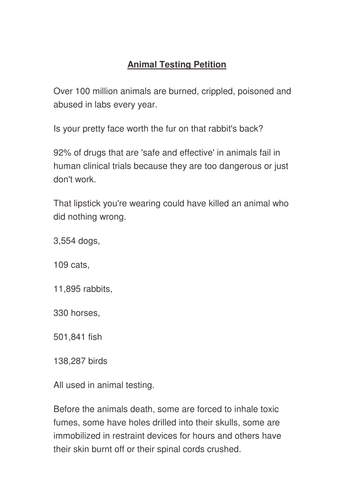 Y10/GCSE Middle Ability Writing to Persuade (Animal Testing) | Teaching ...
